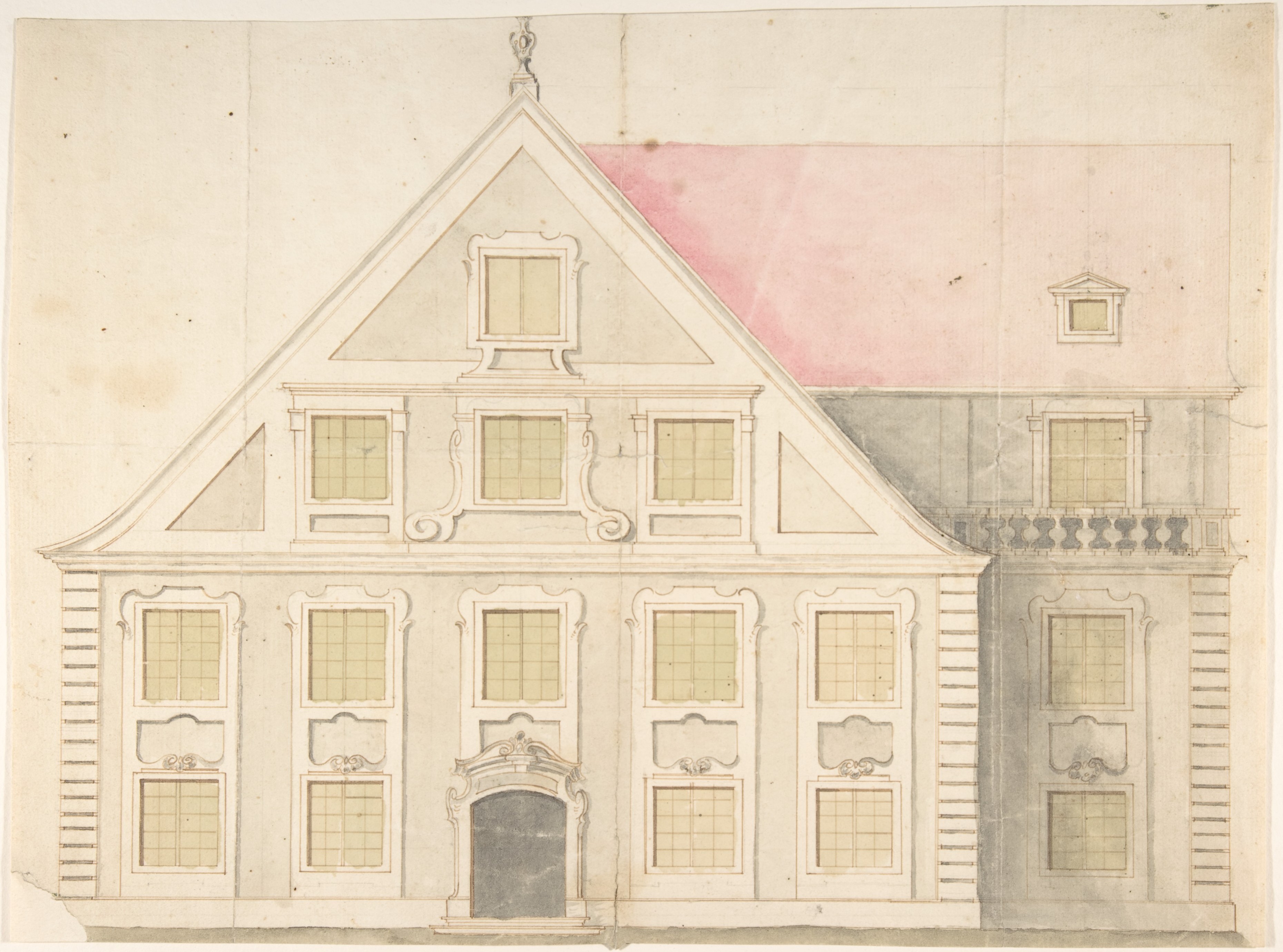 Hand-drawn Building Facade Architectural Drawing