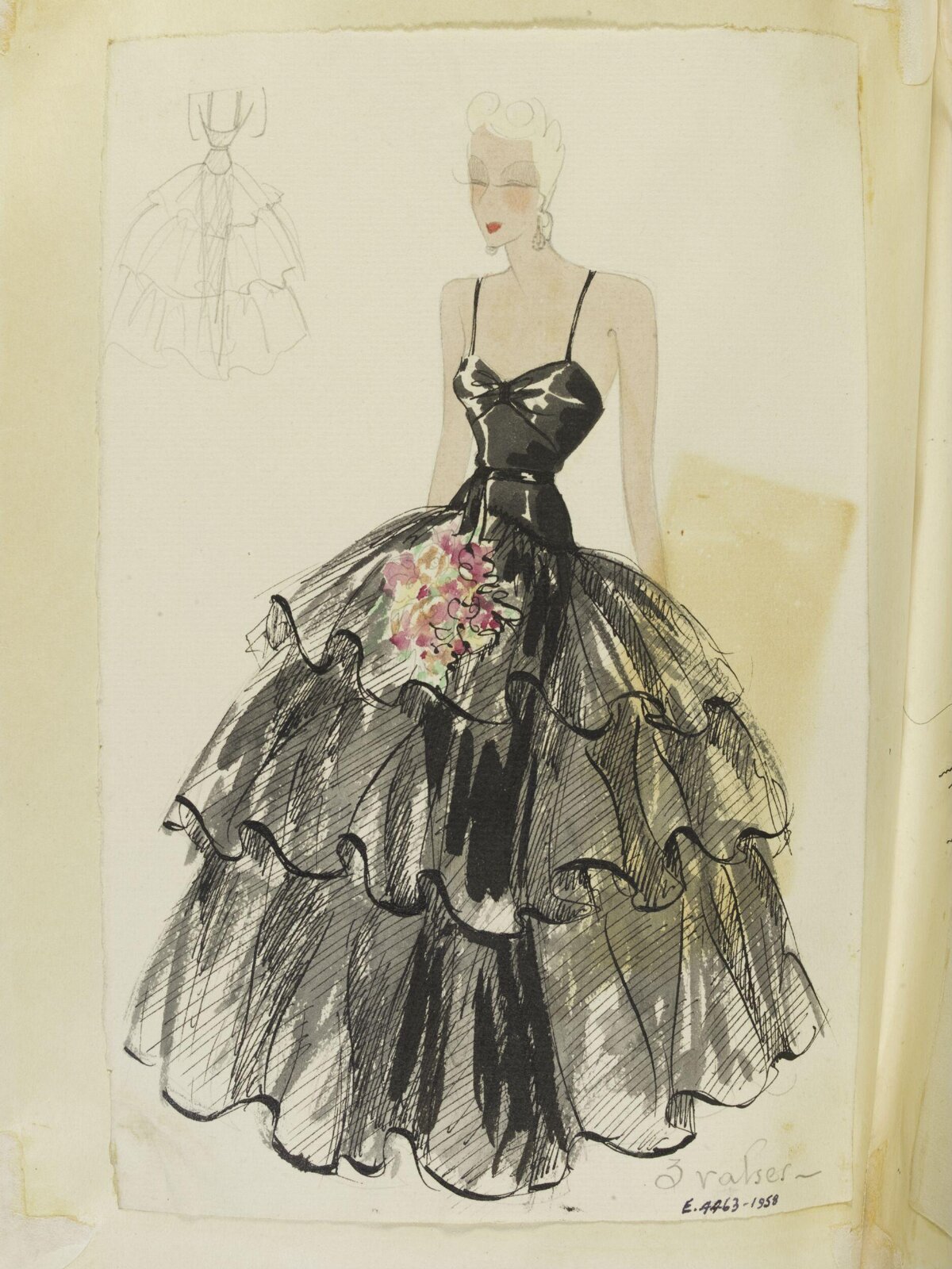 Vintage Black Evening Gown Sketch