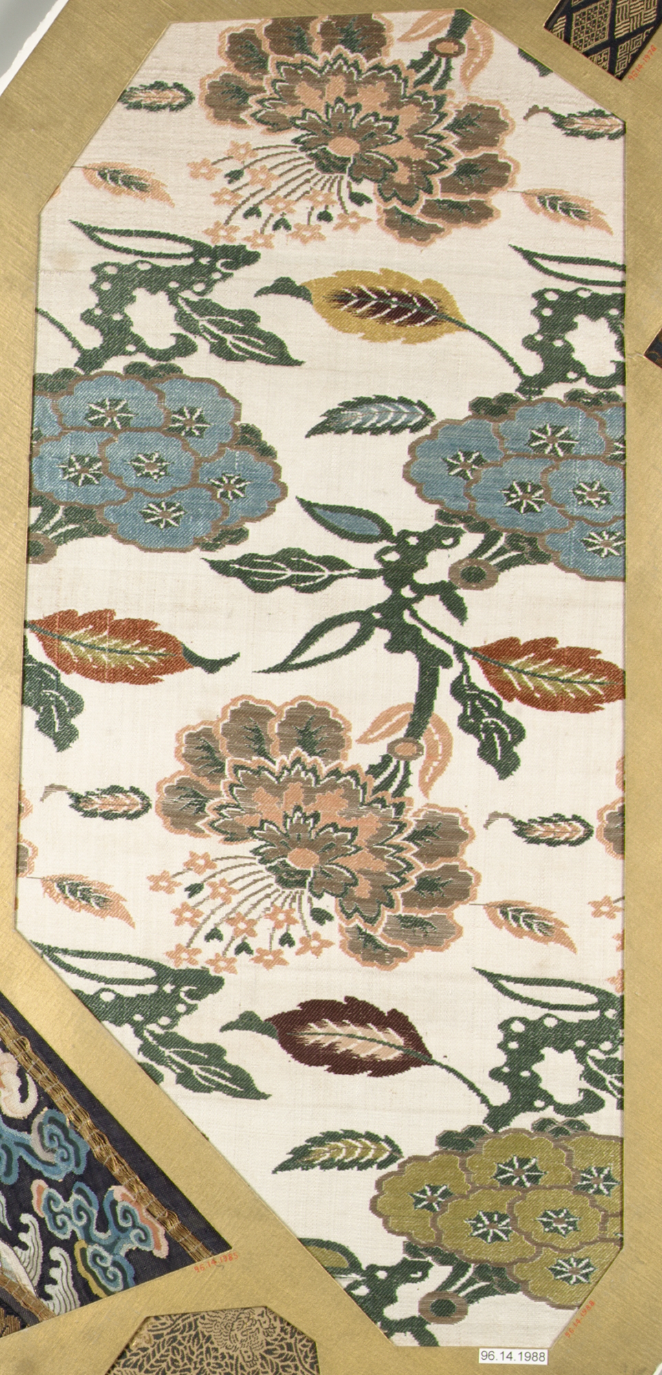Antique Floral Woven Textile Fragment