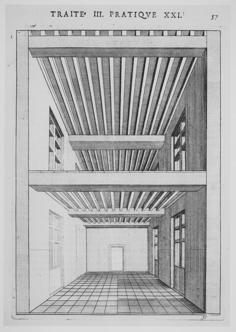Two-story Corridor Perspective Line Drawing