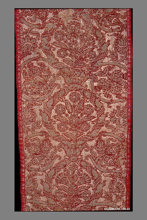 Red Floral Patterned Antique Textile