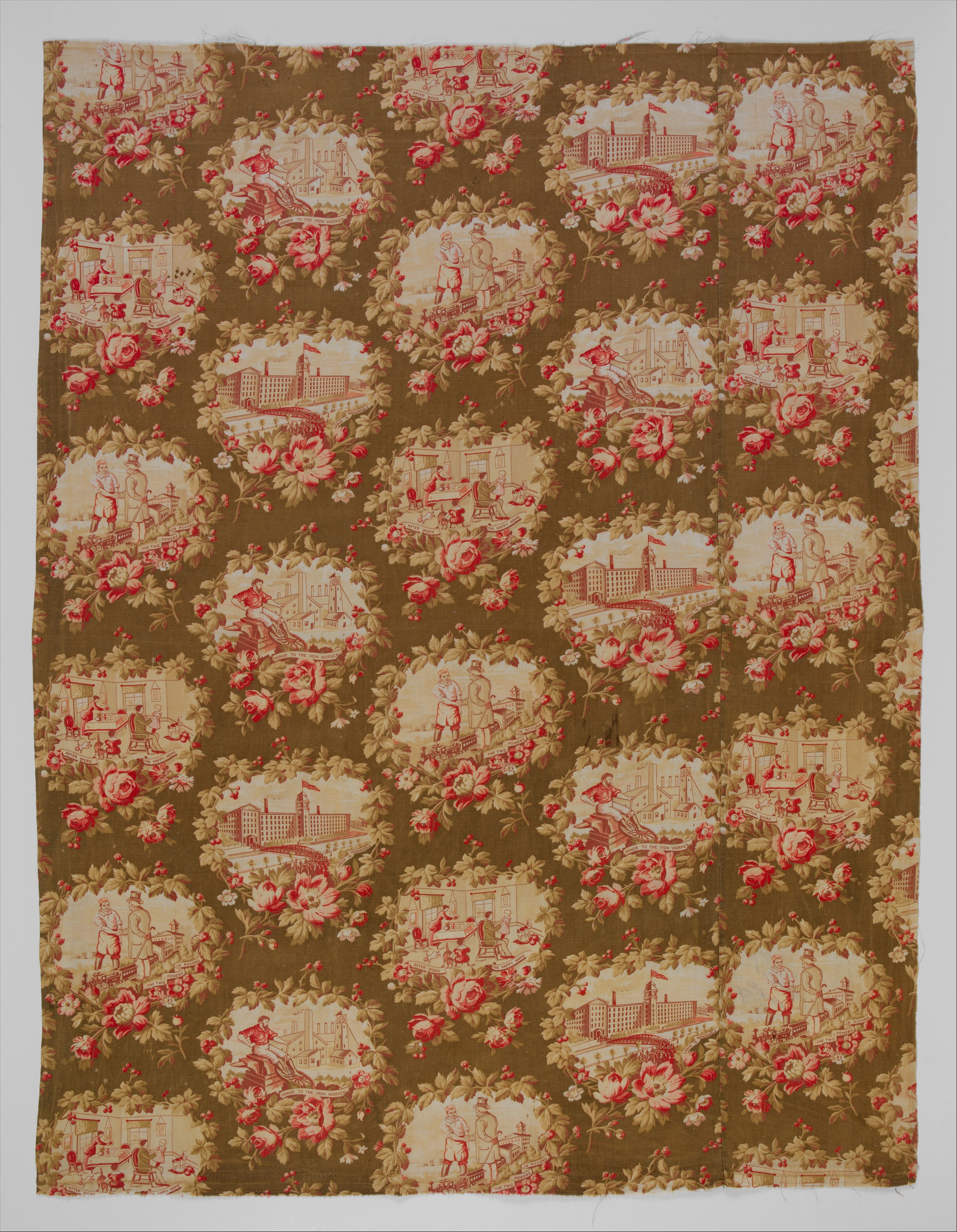 Vintage Scenic Printed Cotton Fabric