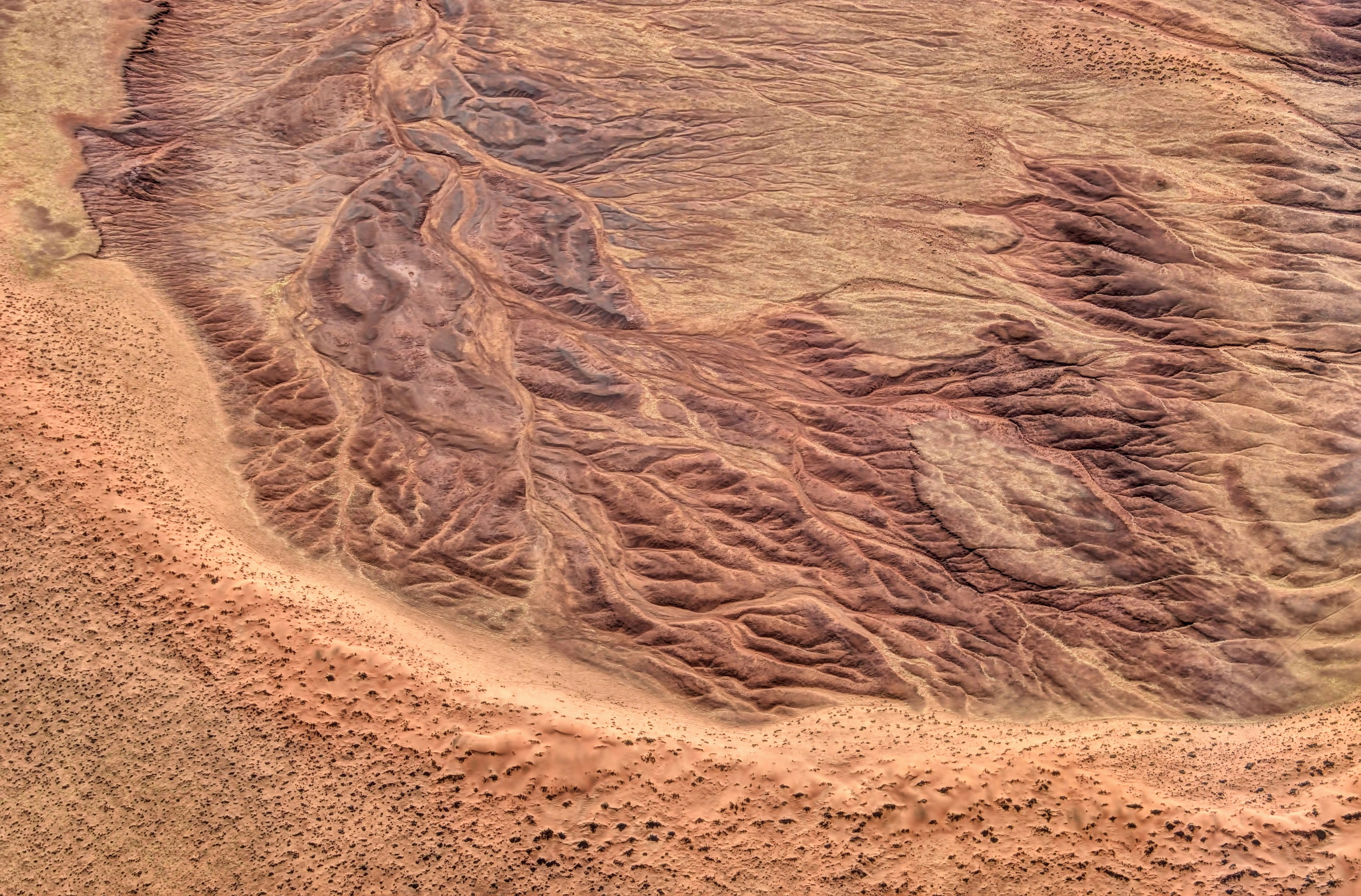 Aerial View of Desert Eroded Terrain