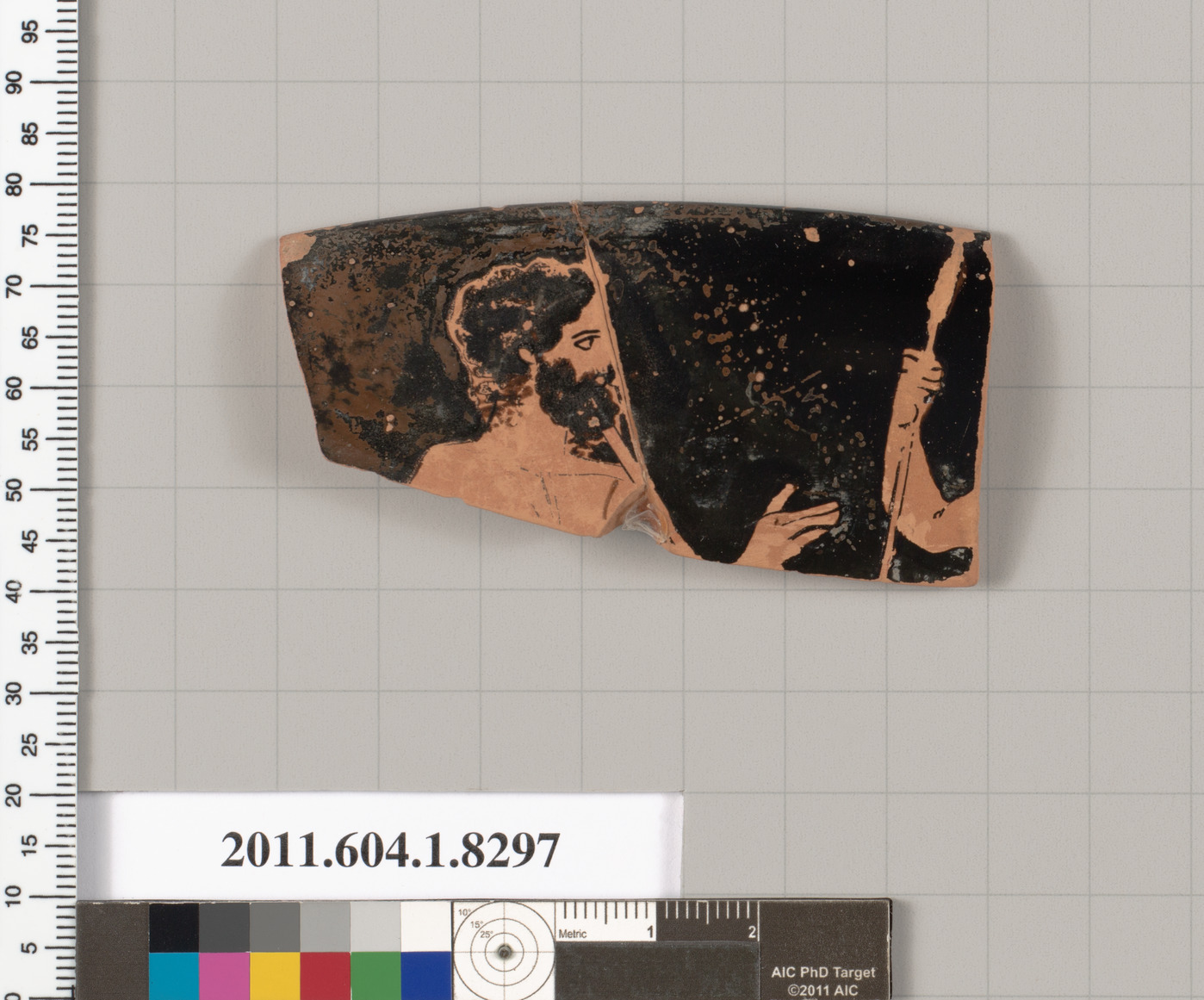 Ancient Pottery Fragment with Bearded Man
