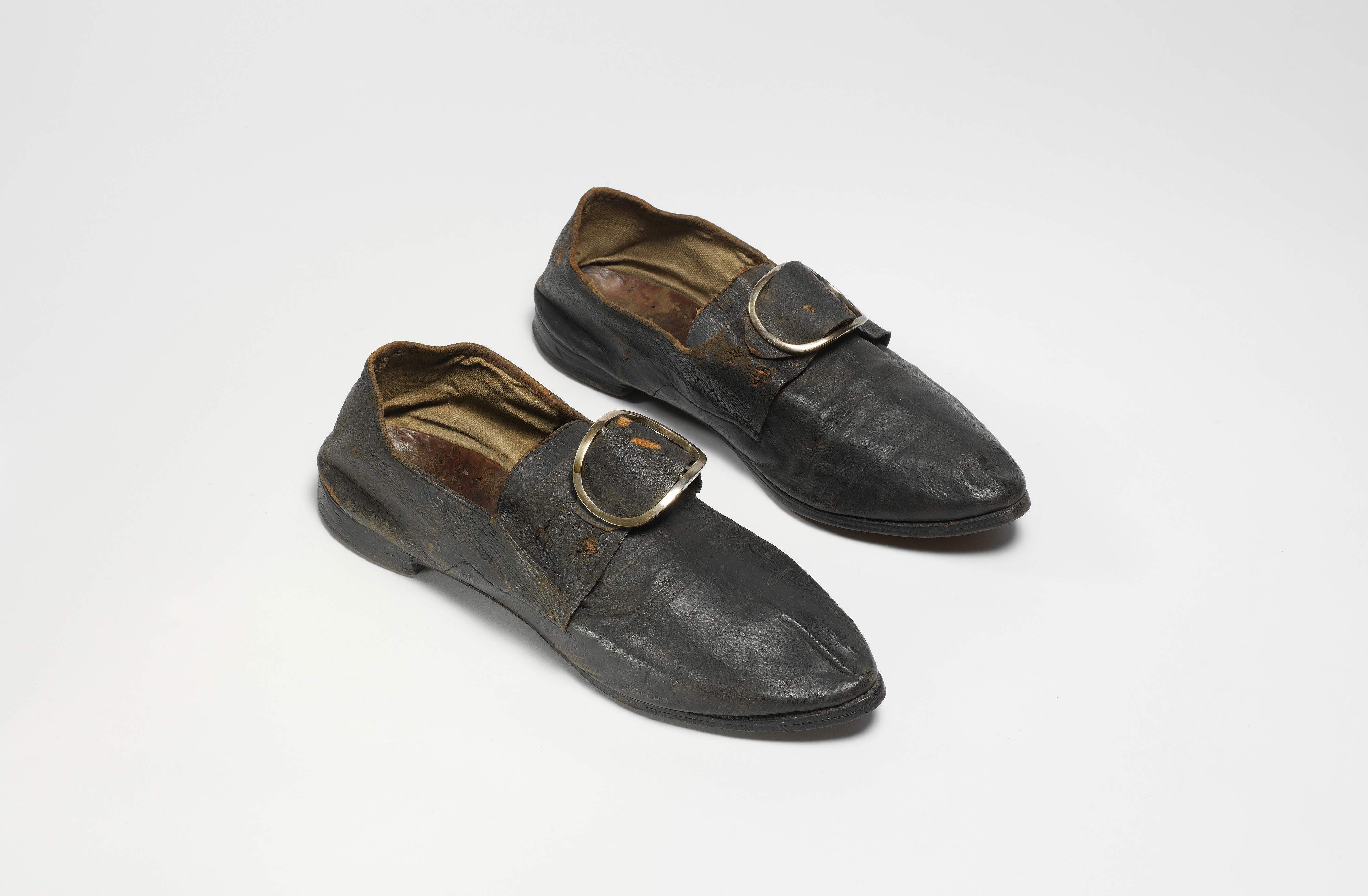 Vintage Black Buckle Leather Shoes