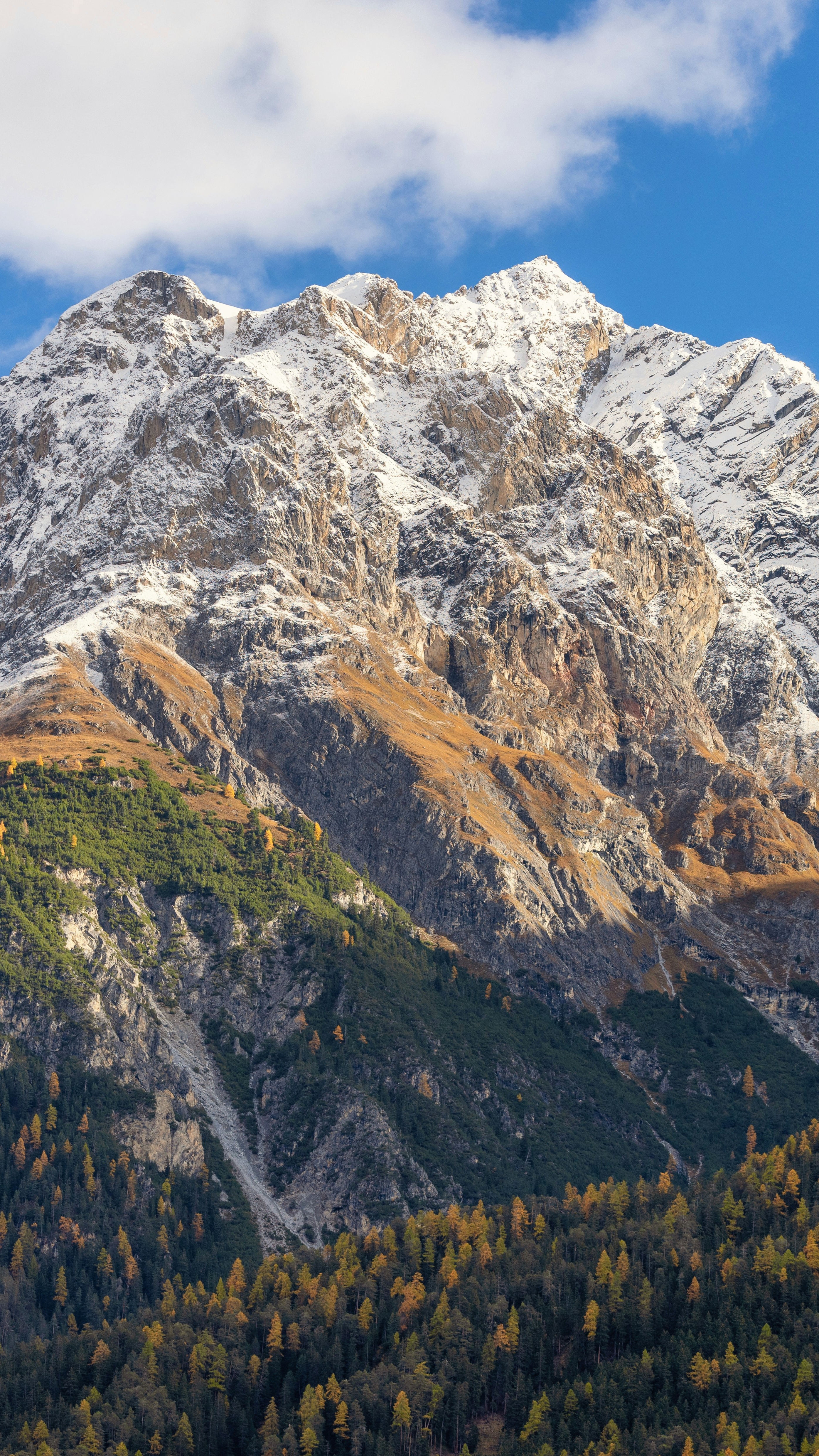 Snow-Capped Mountain Autumn Landscape