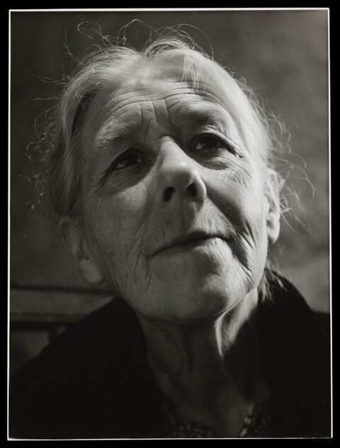 Black and White Portrait of Elderly Woman
