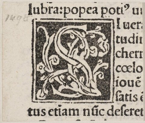 15th Century Printed Decorated Initial S