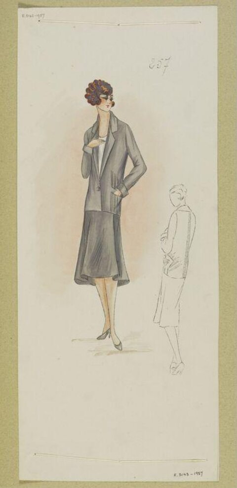 1920s Women's Suit Fashion Sketch