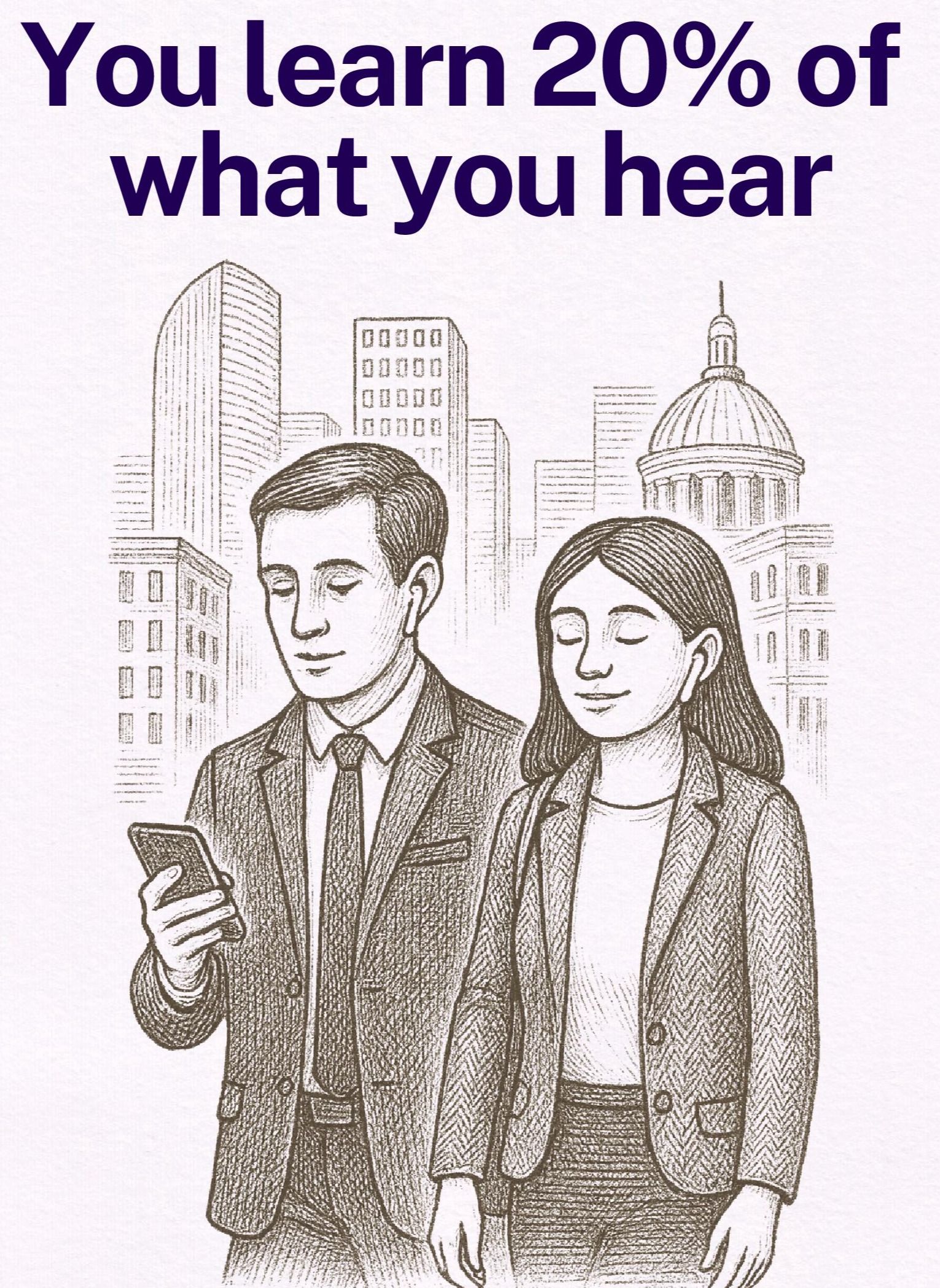 20% Learning From Hearing Infographic