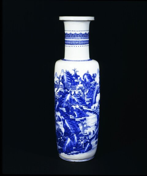Blue and White Landscape Porcelain Vase