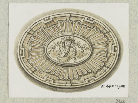 Oval Decorative Ceiling Design Sketch
