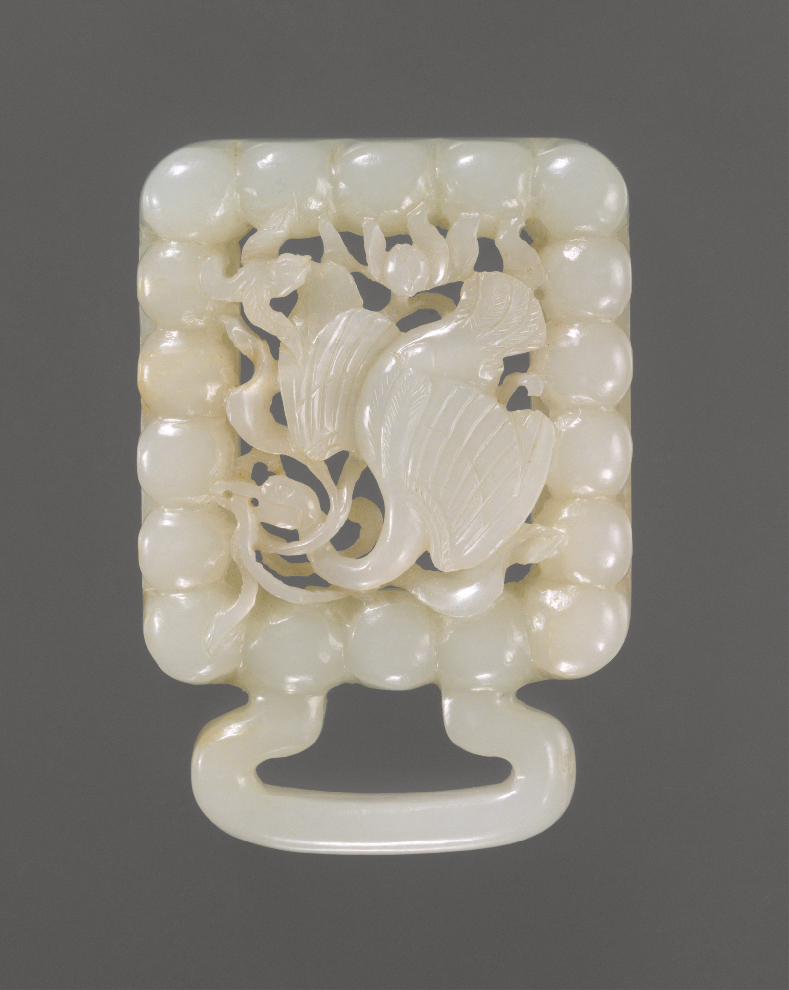 White Jade Carved Belt Buckle