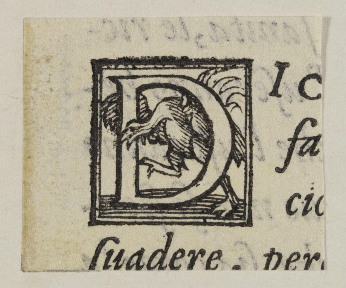 Antique Woodcut Drop Cap Letter D