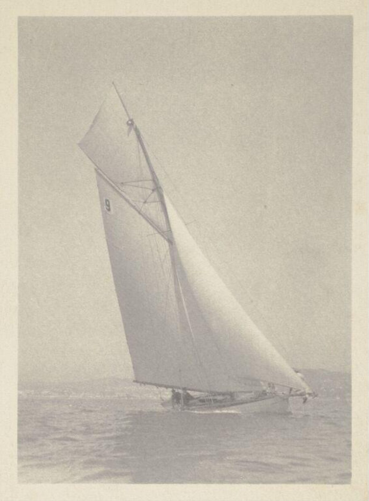 Vintage Number 9 Sailboat at Sea