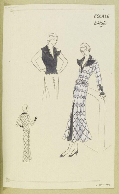 Vintage Women's Fashion Design Sketch