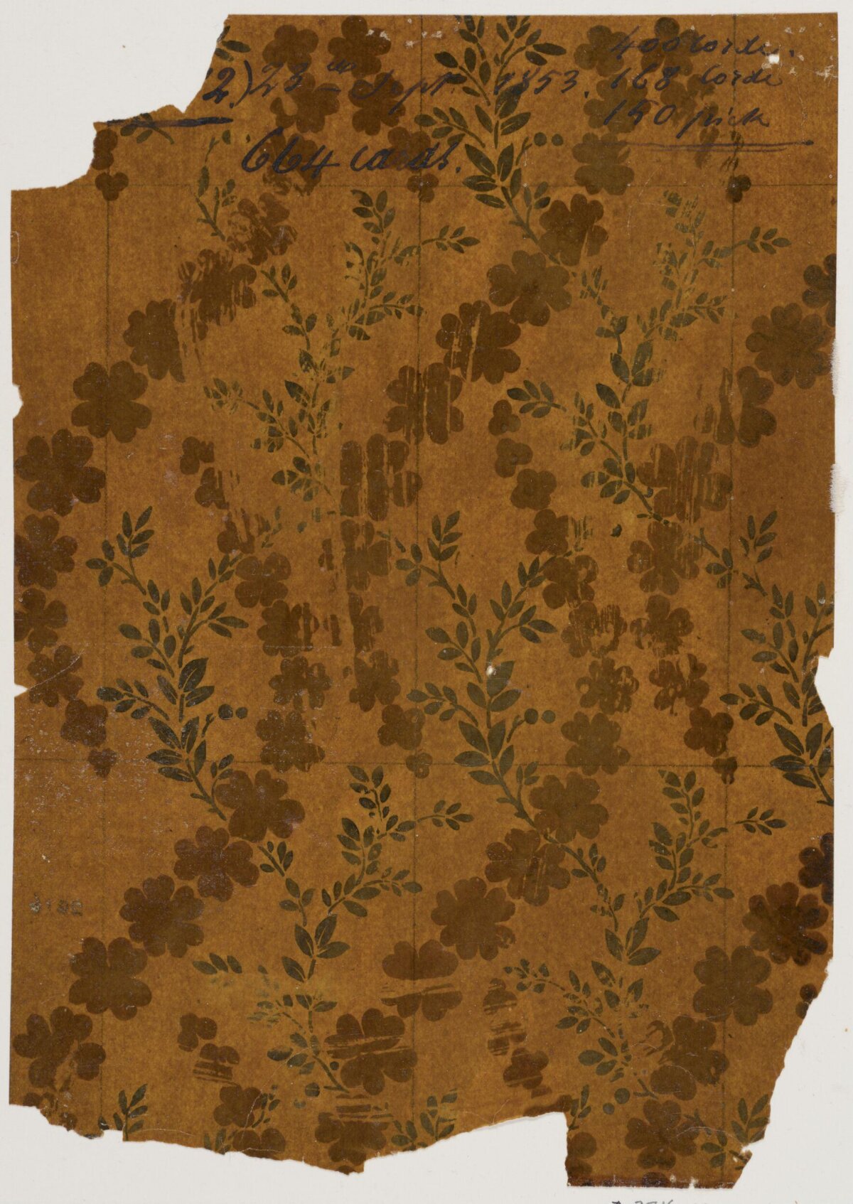 1853 Antique Floral Textile Pattern Sample