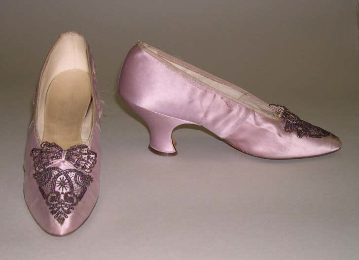Vintage Pink Embroidered Satin Heels