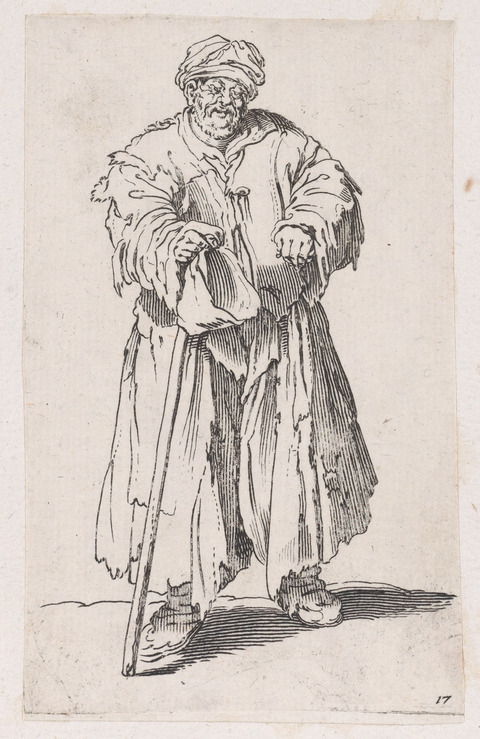 Line Drawing of Begging Old Man
