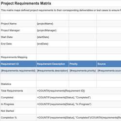 Project Requirements Matrix