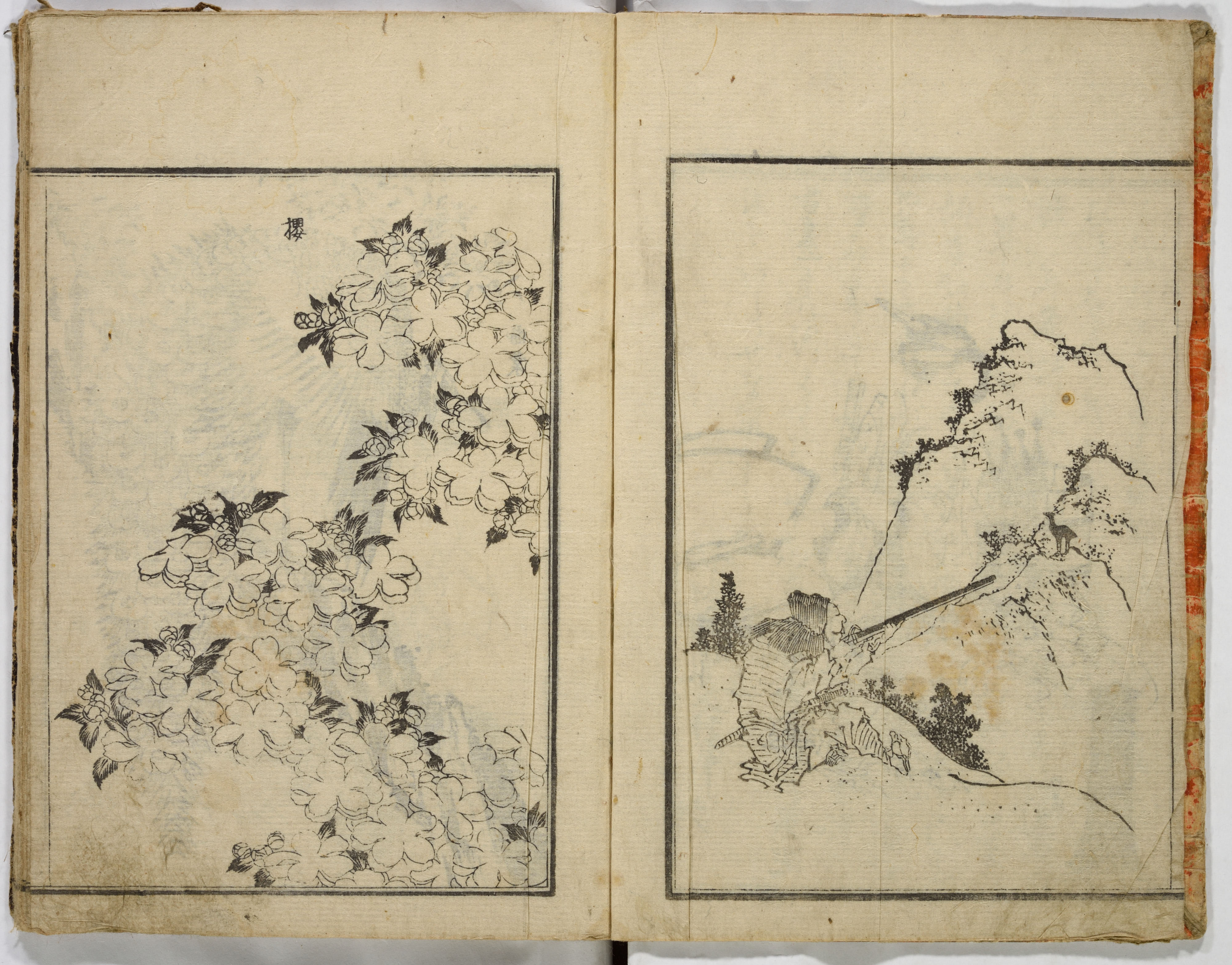 Open Antique Japanese Illustrated Book