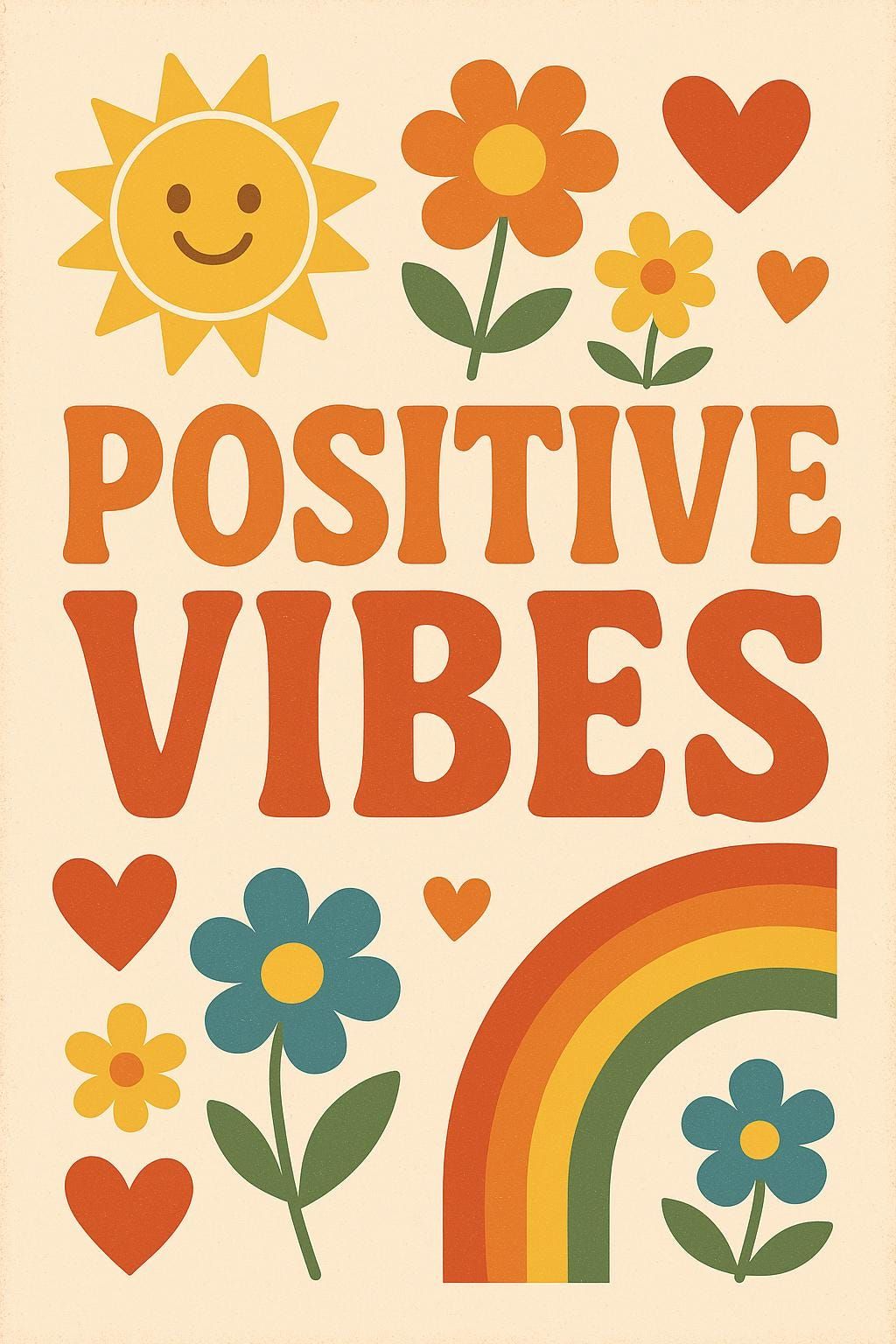 Retro Positive Vibes Poster