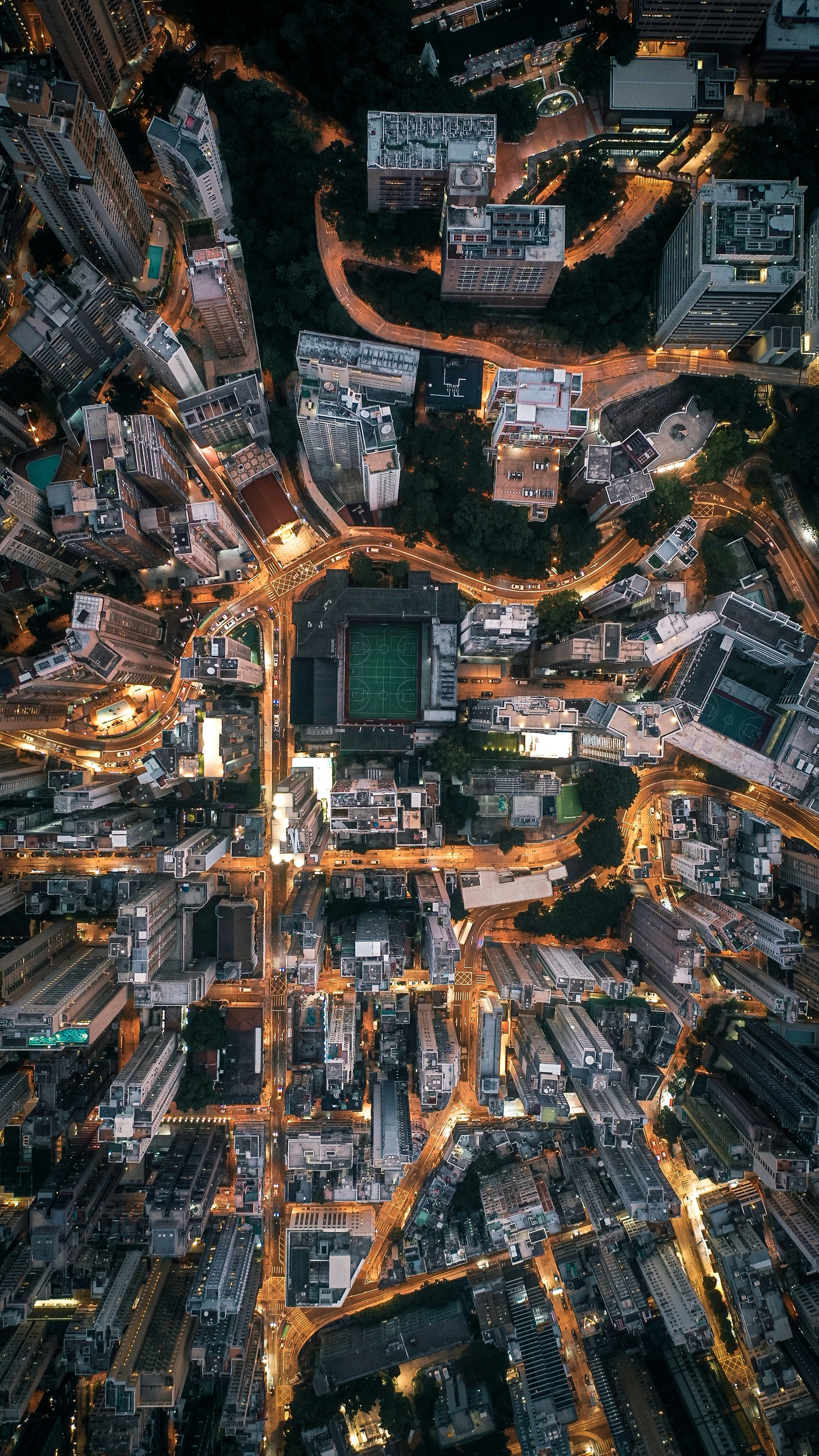 Aerial Dense City Night View