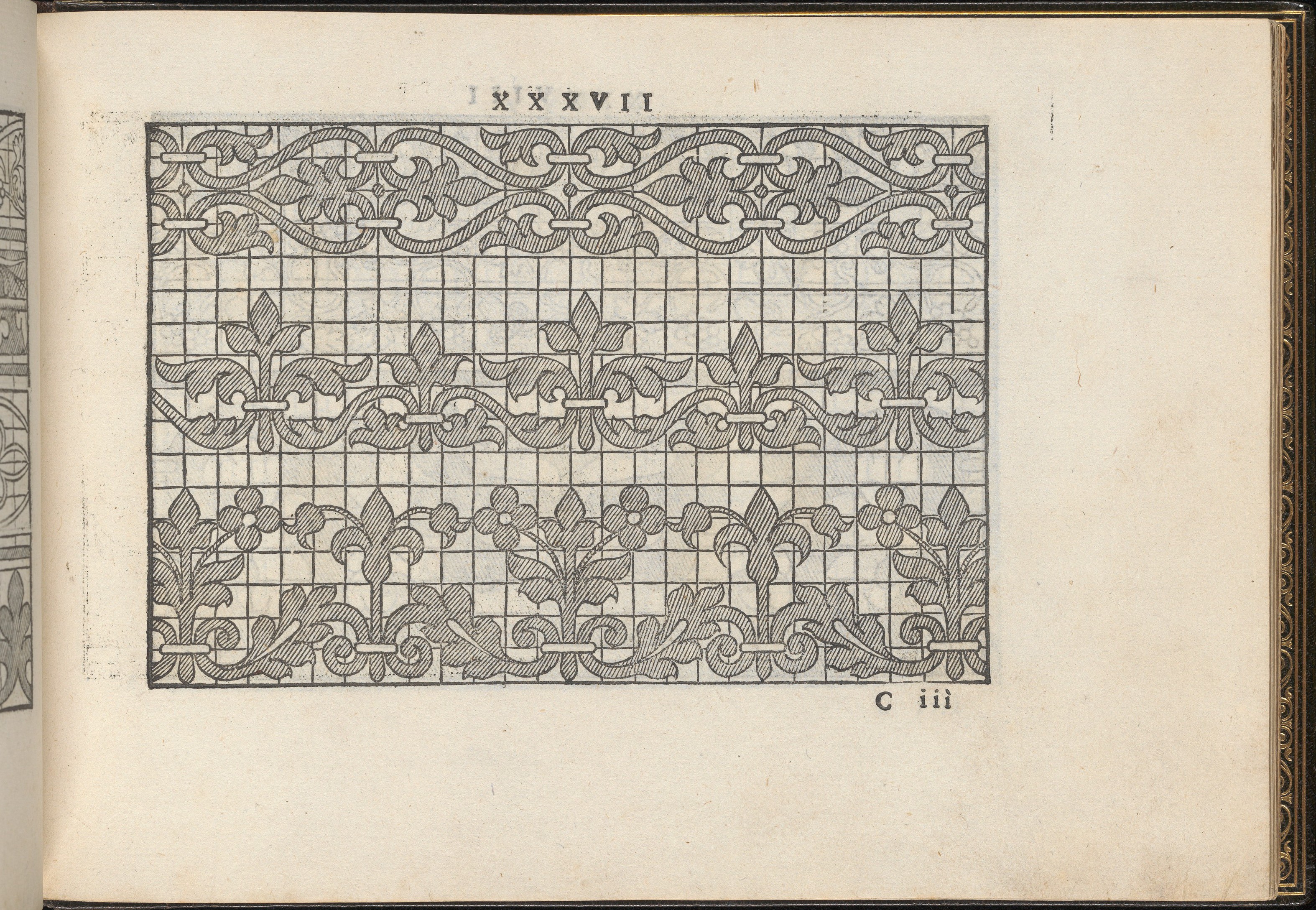 Antique Floral Lace Grid Pattern