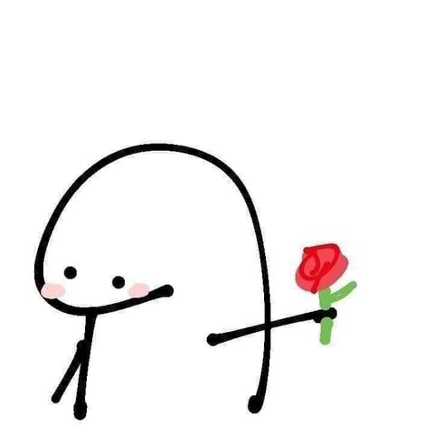 Cute Stick Figure Offering Rose