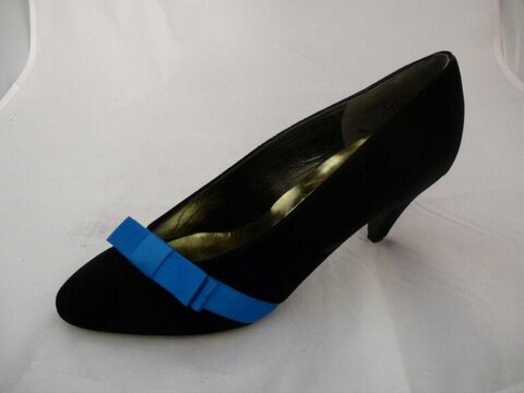 Black High Heel with Blue Bow