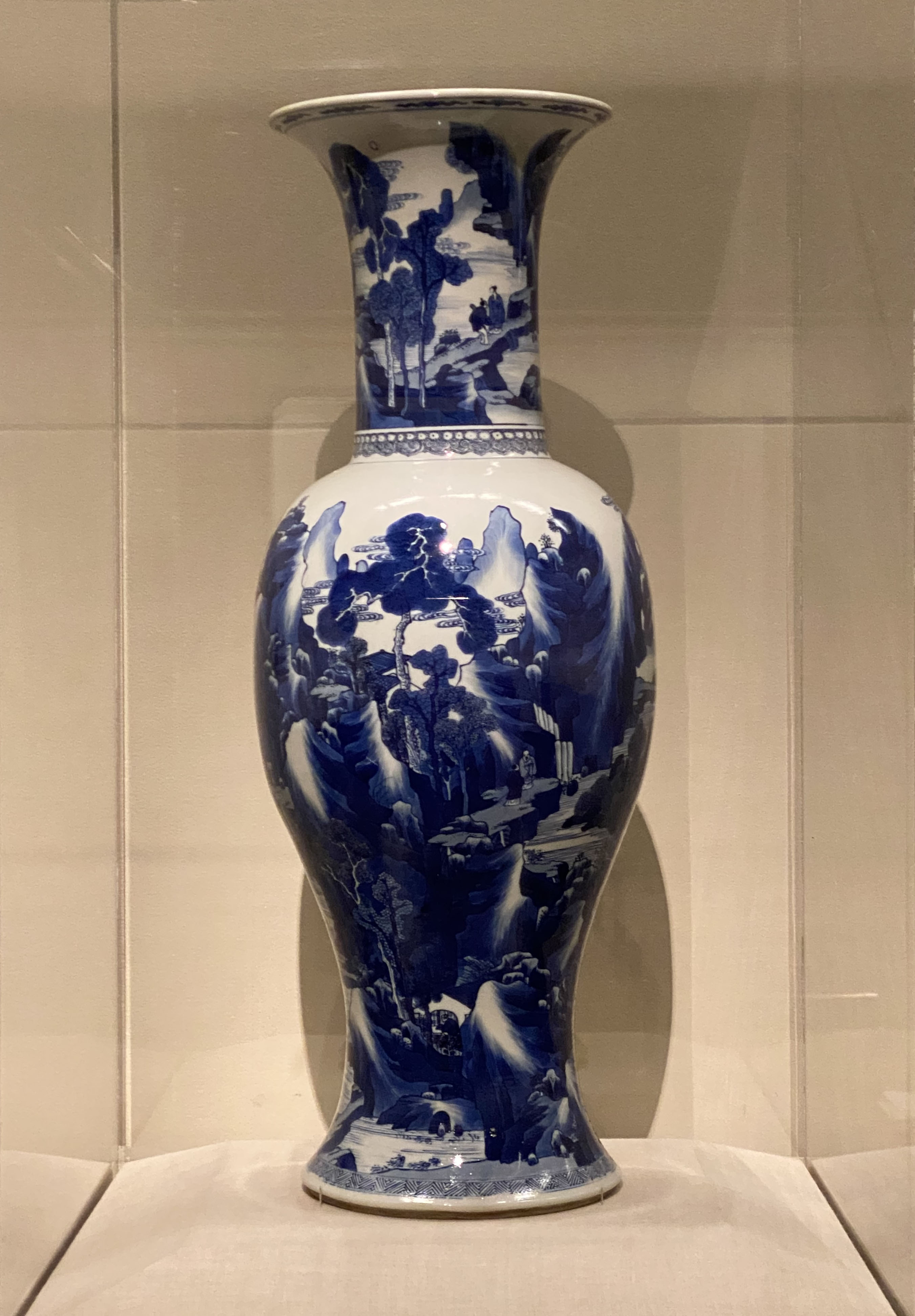 Blue and White Landscape Porcelain Vase