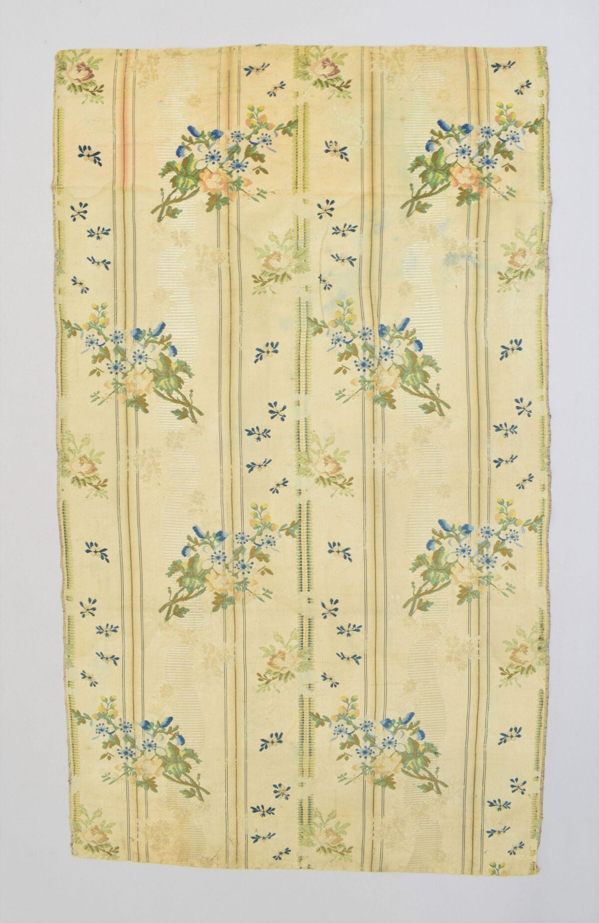 Vintage Floral Striped Textile Fragment