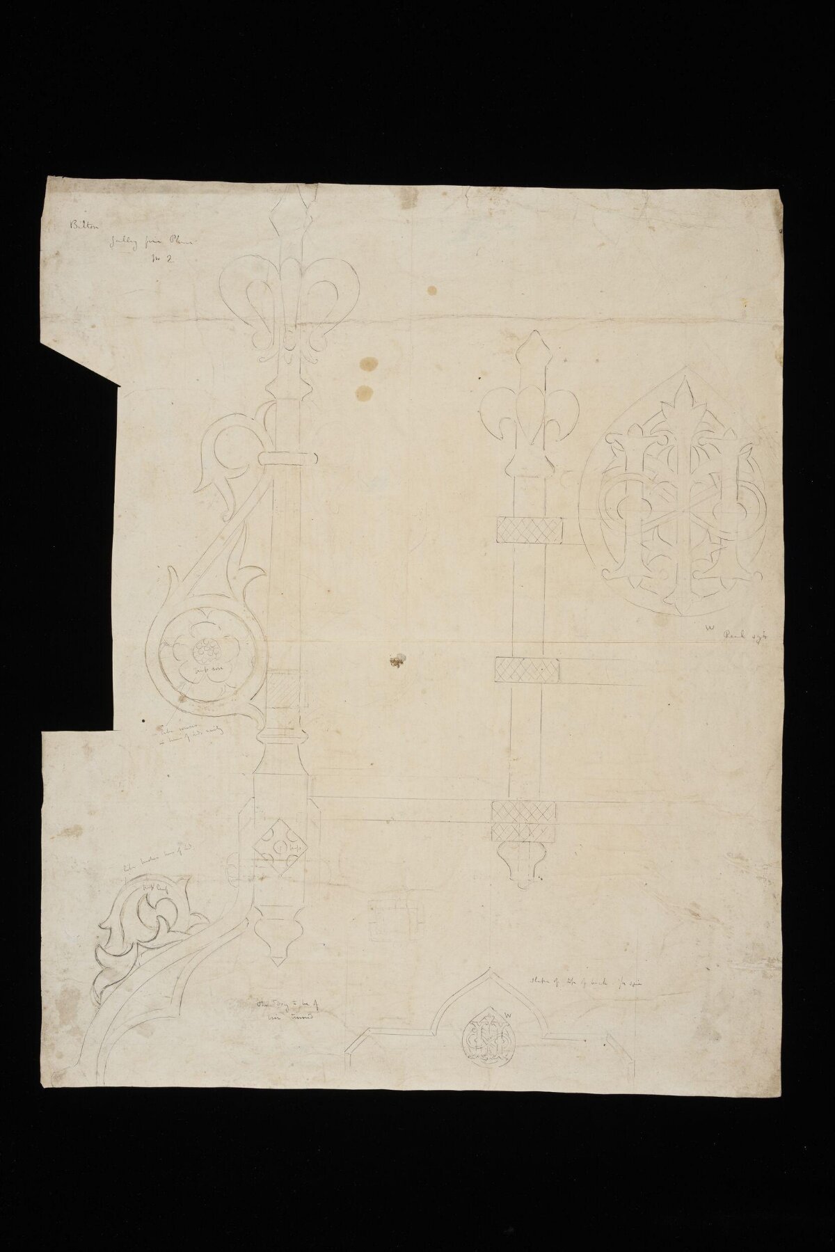 Pencil Sketch of Gothic Ironwork Designs