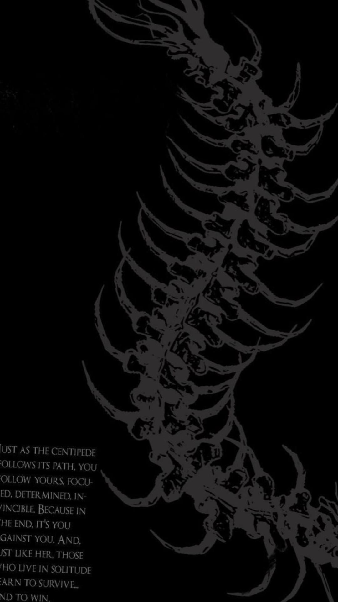 Centipede Skeleton with Motivational Text