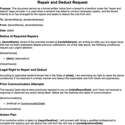Repair and Deduct Request