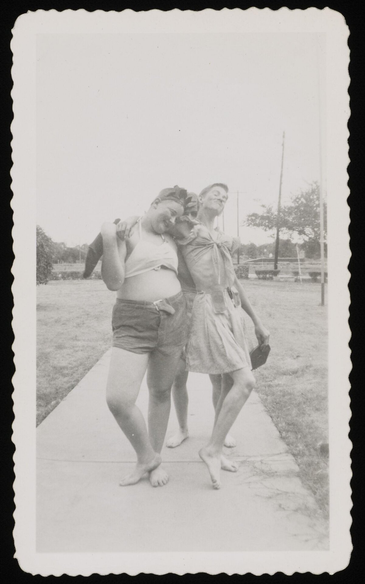 Three Playful Cross-Dressing Friends Vintage Photo