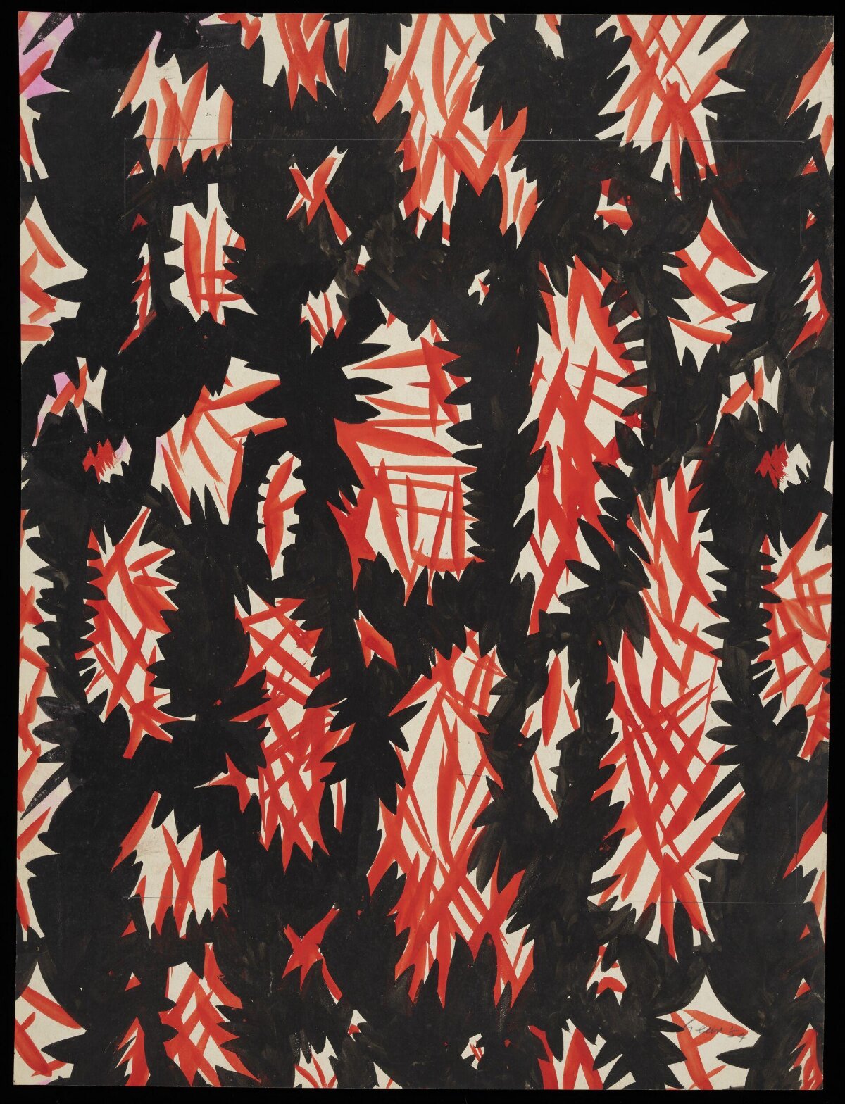 Black and Red Leaf Abstract Pattern