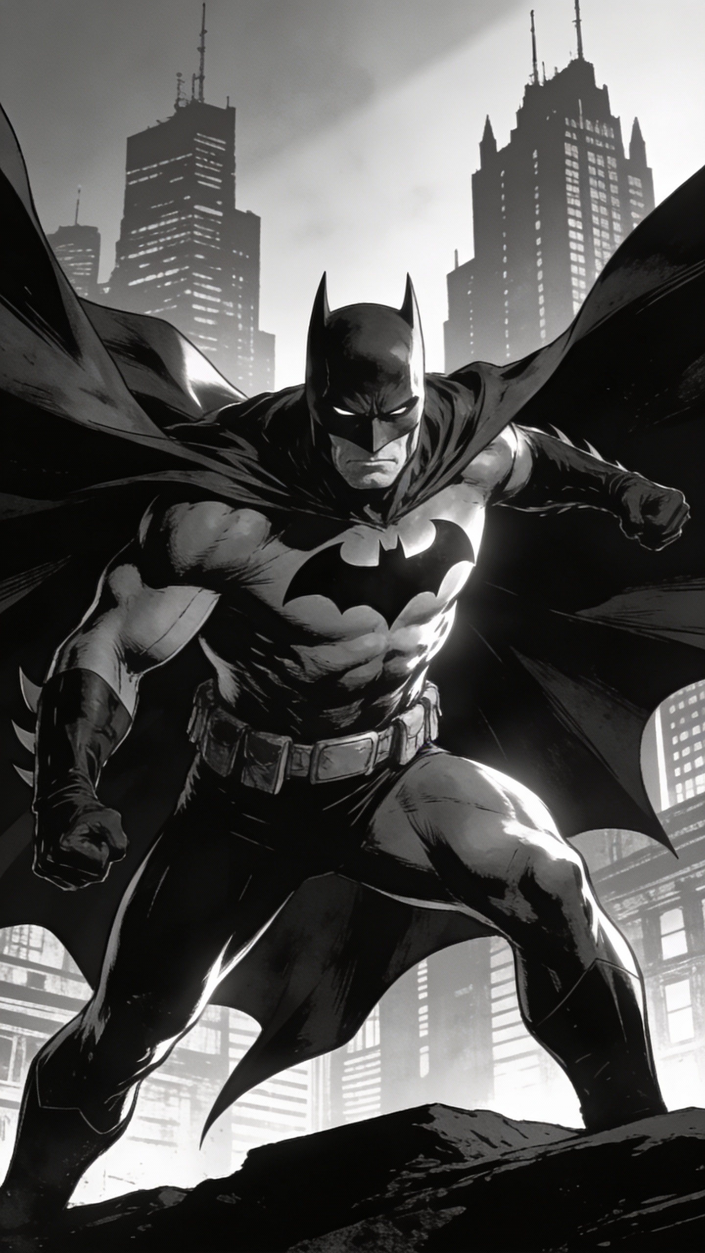 Batman Standing Over Gotham City