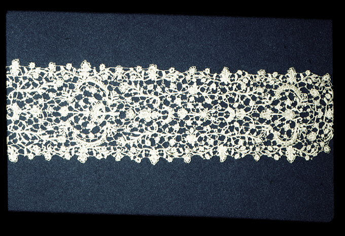 Vintage White Lace on Dark Blue Background