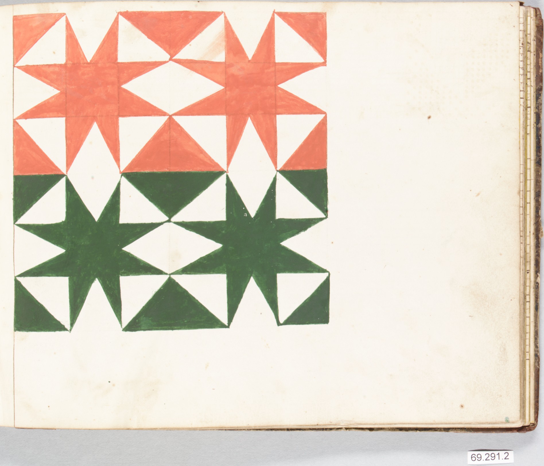 Red and Green Star Quilt Pattern Sketch