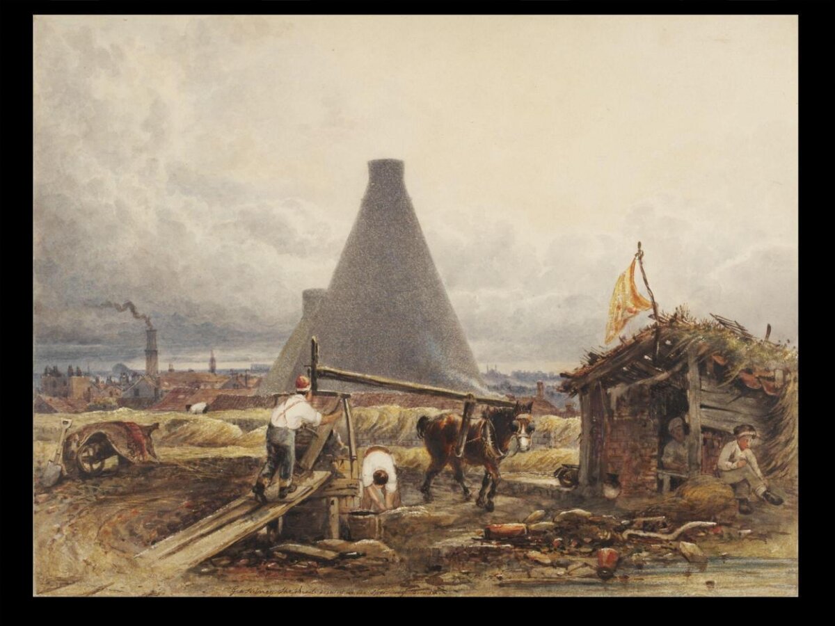 Workers at Industrial Kiln Site
