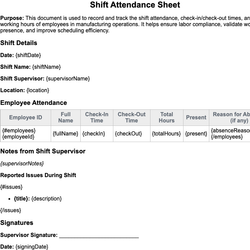 Shift Attendance Sheet