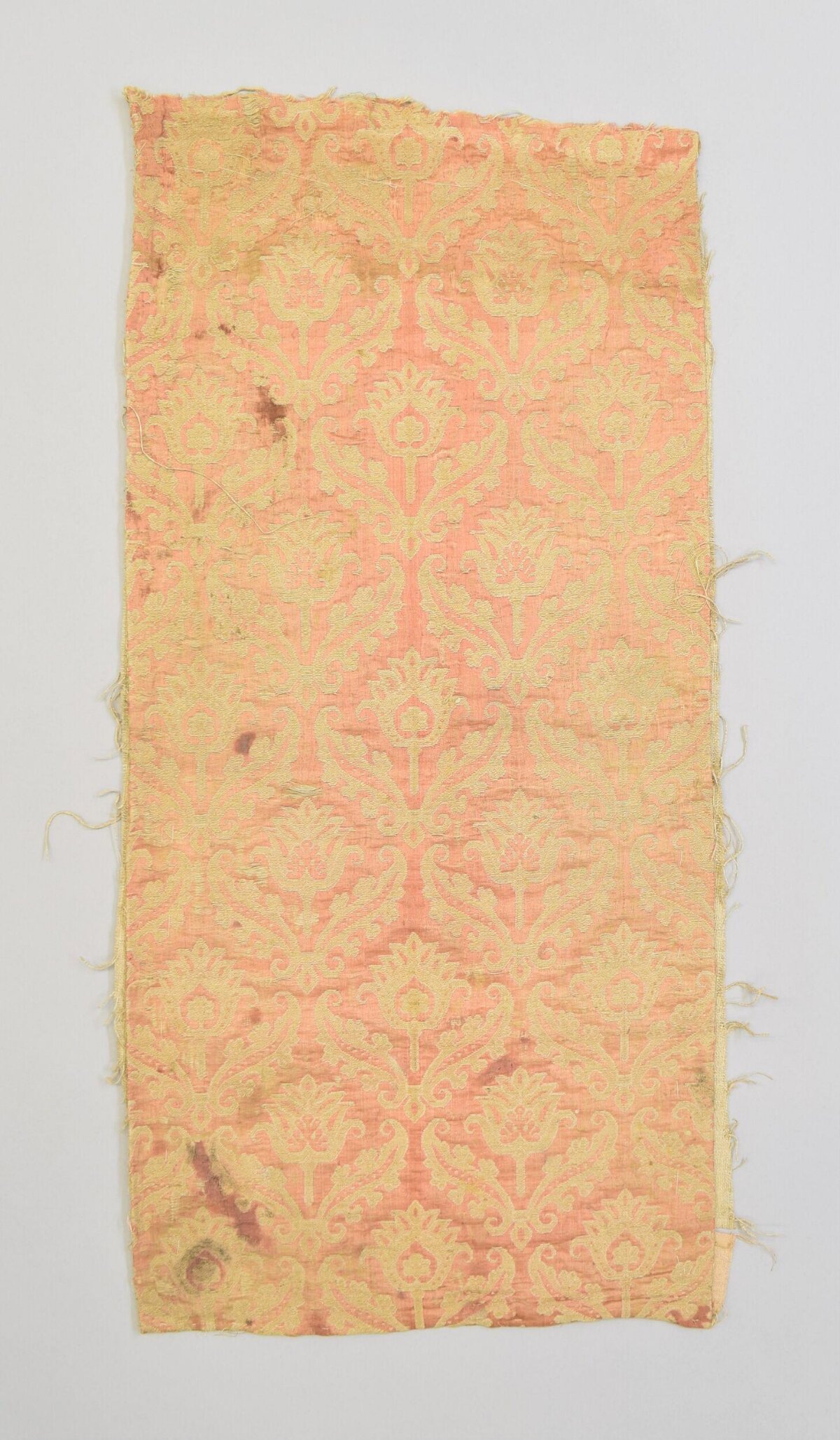 Antique Pink Floral Textile Fragment