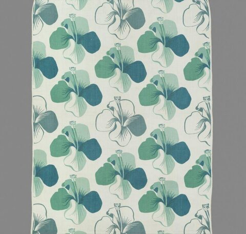 Green Hibiscus Patterned Fabric