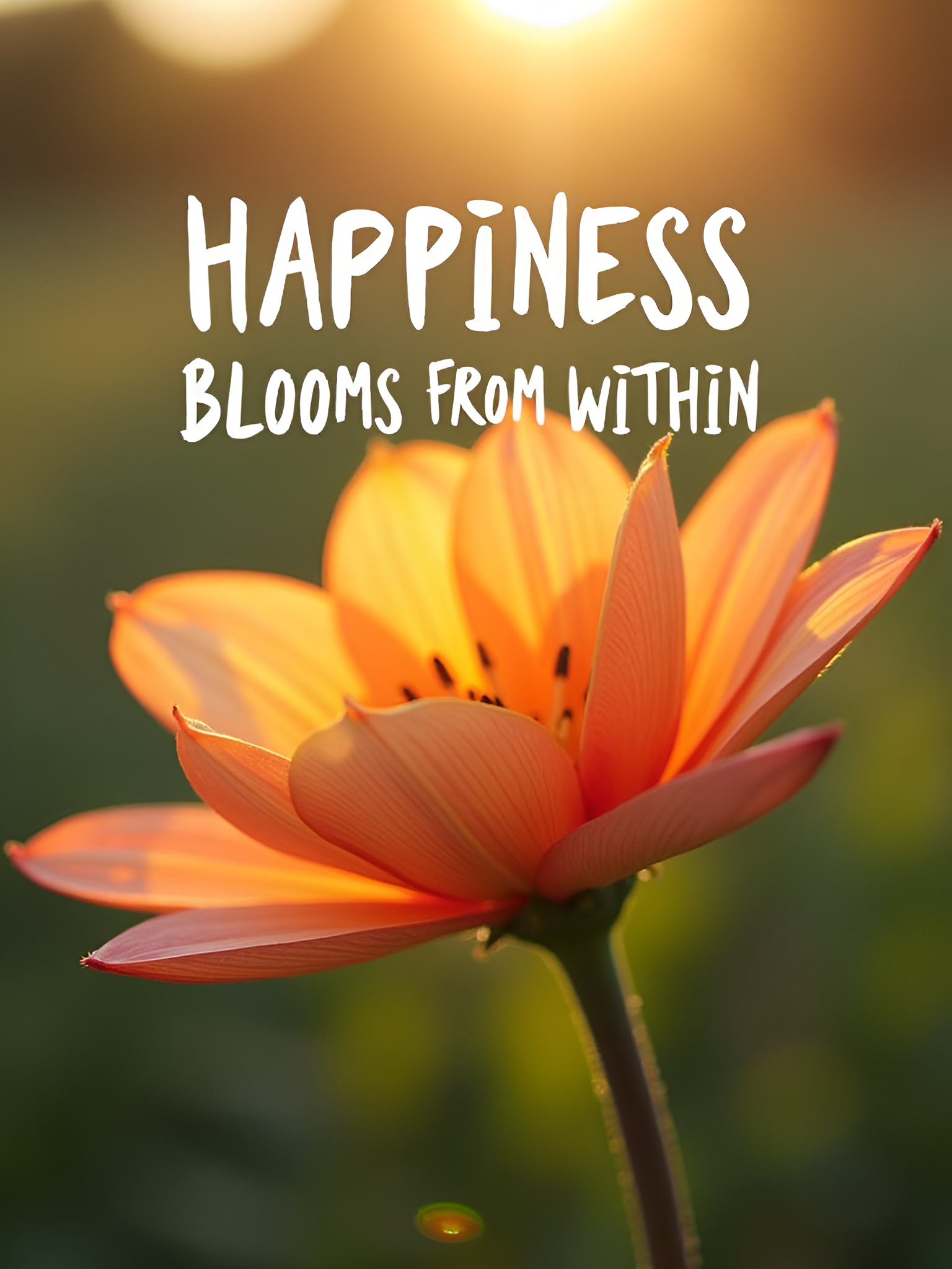Orange Flower with Happiness Quote