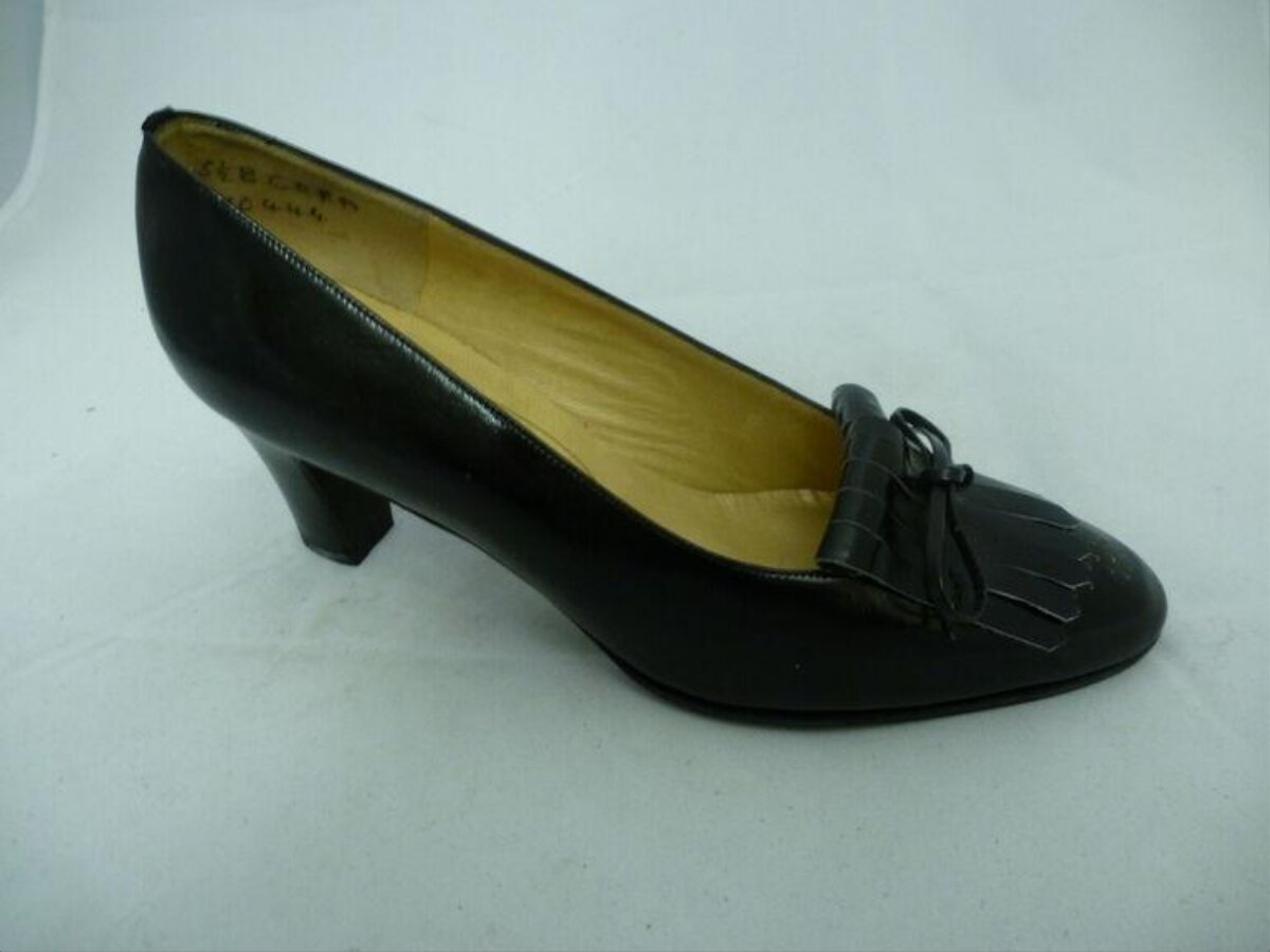 Black Leather High Heel Pump