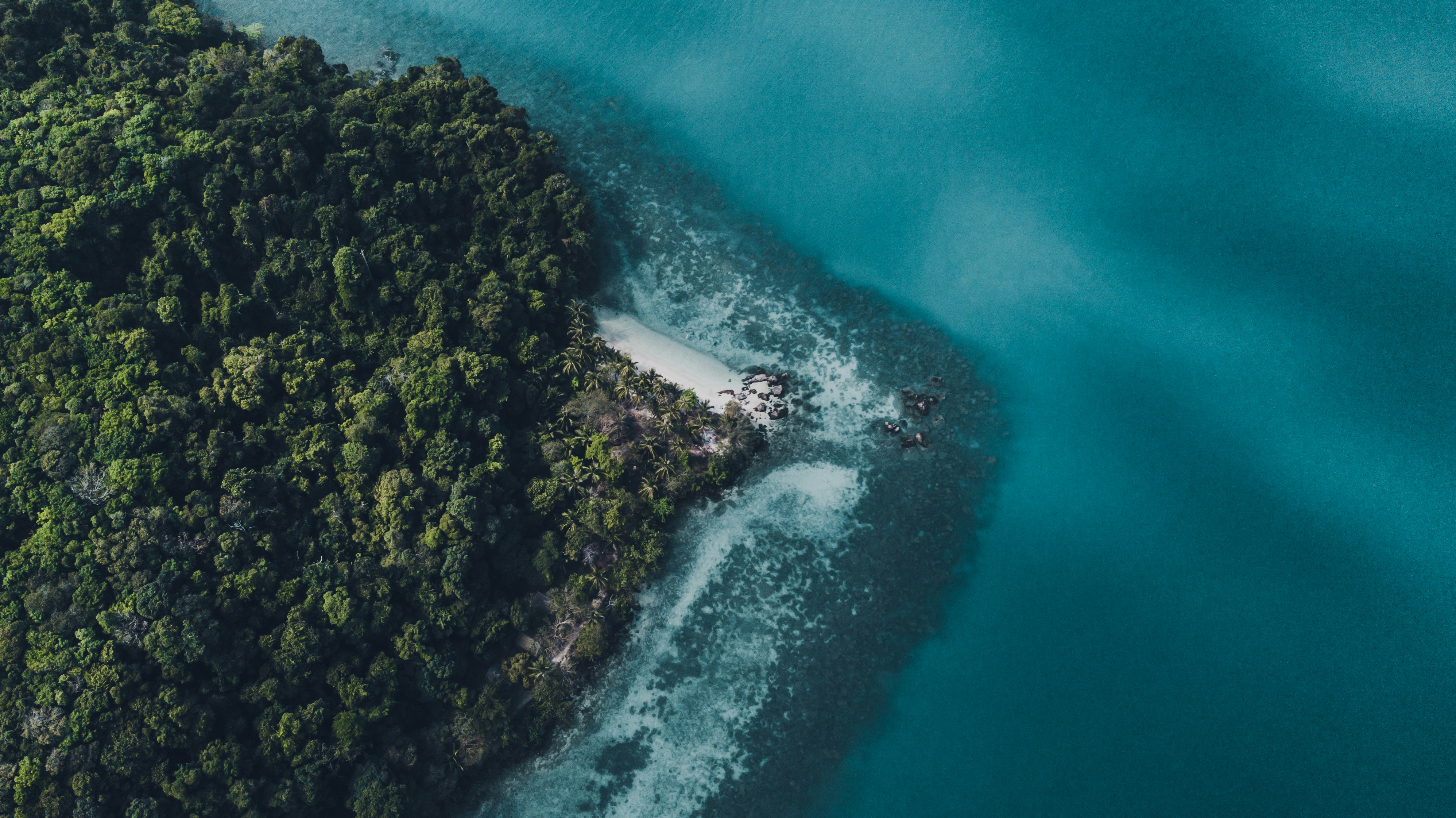 Aerial View of Tropical Island Coast