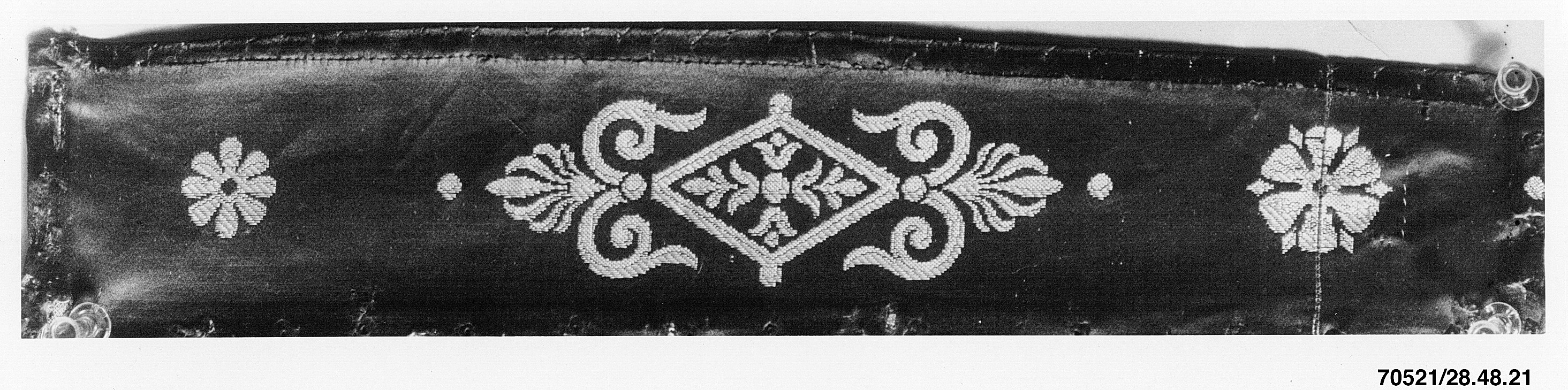 Black Embroidered Textile Fragment