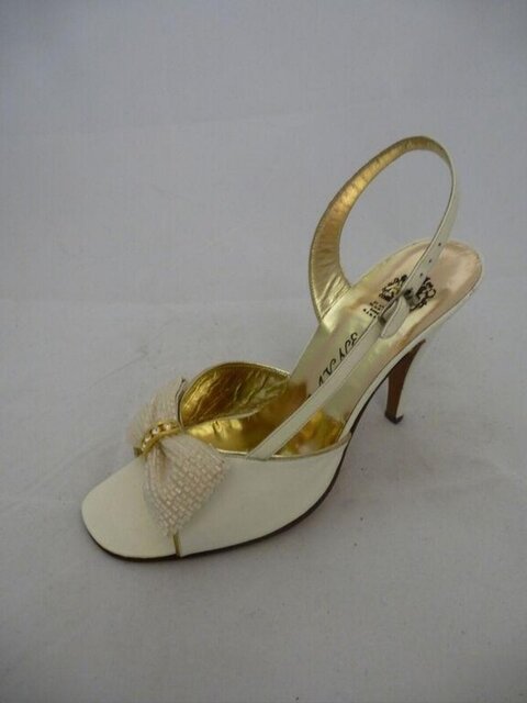 White Bow Slingback High Heel