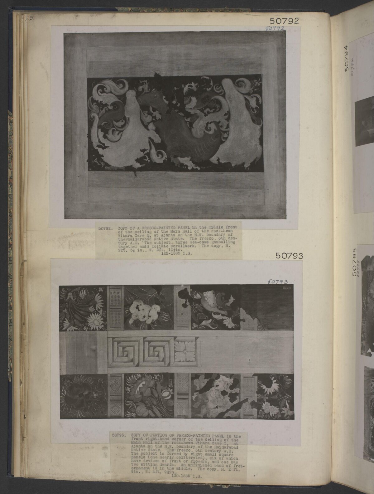 Two Archival Photos of Ajanta Fresco Copies